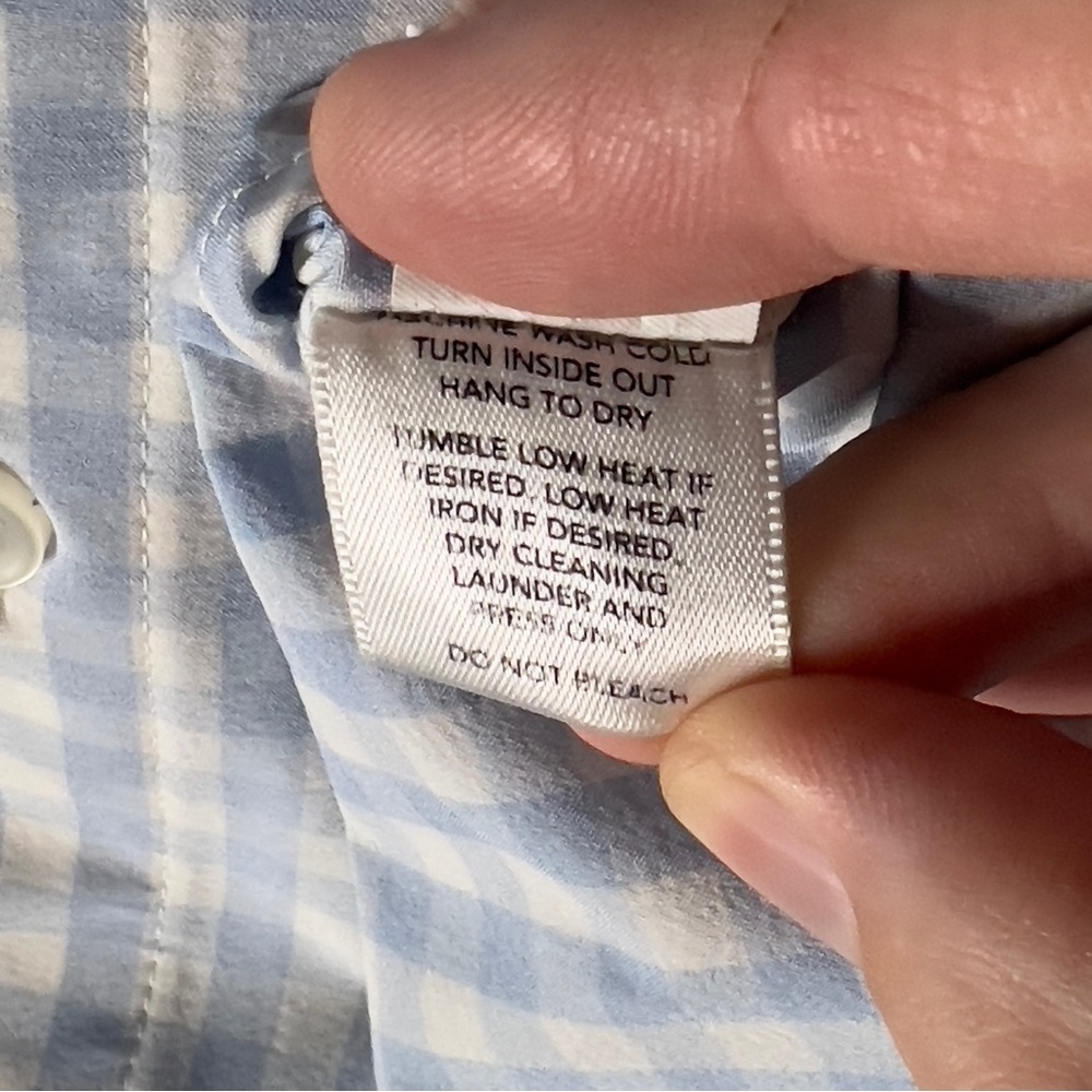 Mizzen+Main Leeward Button Up Shirt‎ Men's 2XL Trim Fit Light Blue Gingham Check - Picture 6 of 11